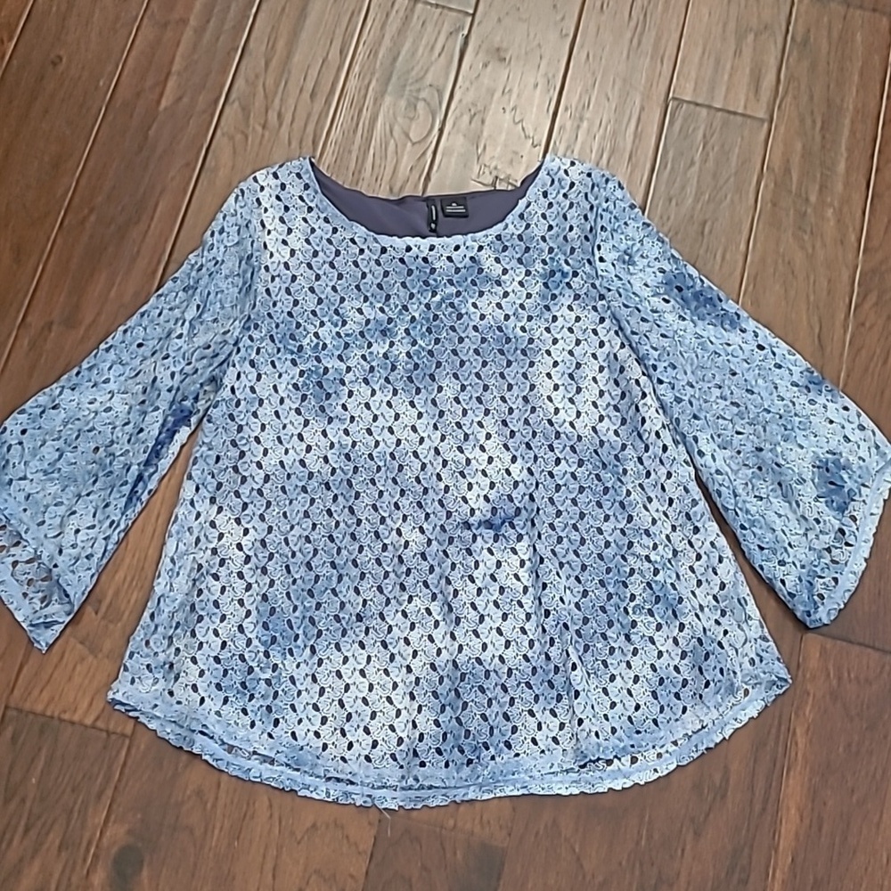 New Directions Blue Marbled Blouse size XL